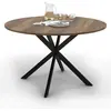 Image de Table à manger ronde bois foncé et noir 110 cm