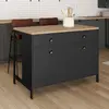 Image de Ilot central cuisine bois et noir 120 cm
