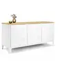 Image de Buffet bas 113 cm ESTER 3 portes métal blanc plateau bois design industriel