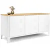 Image de Buffet bas en métal blanc avec plateau de bois