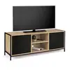 Image de Meuble TV 140 cm BOSTON 2 portes noires design industriel