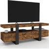 Image de Meuble TV 140 cm noir et bois effet vieilli avec rangement