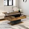 Image de Table basse bois effet vieilli et noir