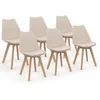 Image de Lot de 6 chaise H. 79.5 cm non pliable interieur en bois beige