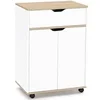Image de Desserte de cuisine COSY placard avec tiroir bois blanc et plateaux façon hêtre L.60 CM