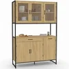 Image de Buffet de cuisine vitré 120 CM DETROIT meuble vaisselier 6 portes design industriel + tiroir