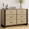 Image de Commode 6 tiroirs bois et noir