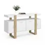 Image de Buffet 140 cm PHOENIX 4 portes blanc et bois