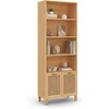Image de Etagère bibliothèque 4 niveaux avec placard EDHEN cannage et bois