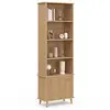Image de Etagère bibliothèque 4 niveaux avec placard JULIETTE lattes tasseau bois coloris chêne