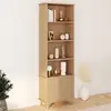 Image de Étagère bibliothèque bois coloris chêne 4 niveaux avec placard lattes tasseau