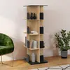Image de Bibliothèque rotative 4 niveaux noir et effet bois