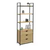 Image de Etagère bibliothèque 4 niveaux avec 3 tiroirs DETROIT design industriel 170 cm