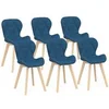 Image de Lot de 6 chaise de bureau H. 79 cm non empilable non pliable interieur en bois bleu