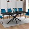 Image de Table à manger rectangulaire extensible métal et effet marbre noir 160-200 cm