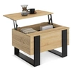 Image de Table basse carrée plateau relevable 70 cm PHOENIX bois et noir