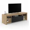 Image de Meuble TV 140 cm MALO bois et placard noir