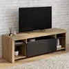 Image de Meuble télé 140 cm bois et placard noir