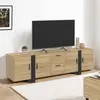Image de Meuble télé 180 cm 4 portes et 2 tiroirs bois et noir