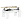 Image de Table basse plateau relevable rectangulaire TARA bois blanc et imitation hêtre