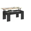 Image de Table basse plateau relevable rectangulaire TARA bois noir et imitation hêtre