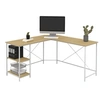 Image de Bureau d'angle en forme de L DETROIT design industriel bois et métal blanc