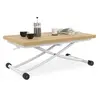 Image de Table basse relevable en table à manger URBANA plateau façon hêtre pied blanc