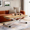 Image de Table basse relevable en table à manger industrielle avec plateau façon hêtre