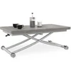 Image de Table basse 2 en 1 relevable en table à manger rectangulaire URBANA 100 cm effet béton pied gris chromé