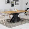Image de Table extensible rectangulaire bois et noir 6 à 10 personnes avec pied noir en X