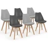 Image de Lot de 6 chaises scandinaves SARA mix color gris foncé x3 et gris clair x3