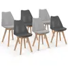 Image de lot de 6 chaises scandinaves gris foncé et gris clair mix color