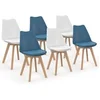 Image de Lot de 6 chaises scandinaves SARA mix color bleu canard x3 et blanc x3