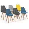 Image de Lot de 6 chaises scandinaves SARA mix color bleu x2, gris clair, gris foncé x2, jaune