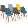 Image de Lot de 6 chaises scandinaves mix color bleues, grises et jaunes