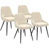 Image de Lot de 4 chaises en velours beige avec demi-accoudoirs