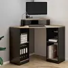 Image de Bureau d'angle avec rangements noir et façon hêtre