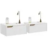 Image de Tables de chevet murales suspendues blanches : lot de 2