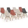 Image de Lot de 8 chaises scandinaves SARA mix color gris foncé x2, terracotta x3, beige x3
