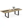 Image de Table à manger extensible rectangle PHOENIX 6-12 personnes bois et noir bande centrale noire 200-300 cm