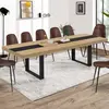 Image de Table à manger extensible bois et bande centrale noire