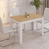 Image de Table à manger rectangle blanche plateau façon hêtre 4 personnes