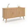 Image de Buffet 110 cm JULIETTE 3 portes lattes tasseau bois coloris chêne