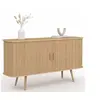 Image de Buffet 140 cm ROMIE 2 portes coulissantes latte tasseau bois coloris chêne