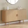 Image de Buffet en bois 140 cm effet lattes avec 2 portes coulissantes
