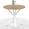 Image de Table à manger ronde bois et blanc 80 cm 2-4 personnes