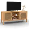 Image de Meuble TV 110 cm EDHEN 2 portes bois et cannage
