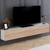 Image de Meuble TV suspendu blanc et bois