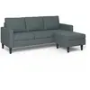 Image de Canape angle fixe idmarket 3 places en polyester gris 85 x 200 x 85 cm