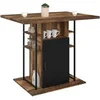 Image de Ilot central UGO 110 cm bois noir et effet bois foncé HAWKINS avec rangements design industriel